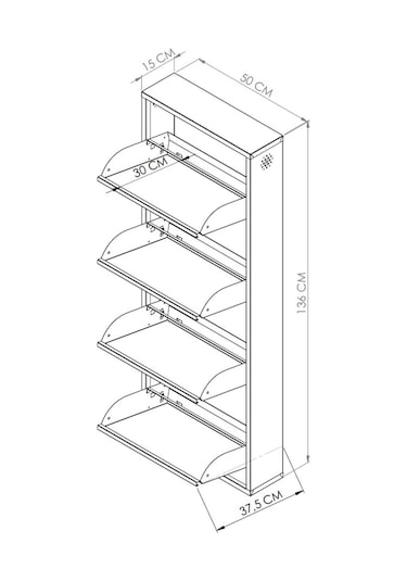 4'lü Metal Ayakkabılık Antrasit Antrasit Gri Antrasit - Gri