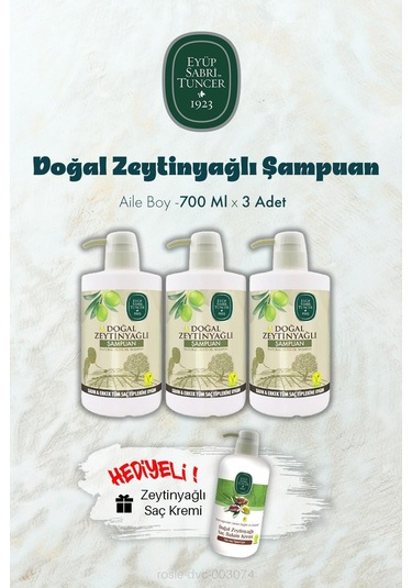 Zeytinyağlı Şampuan 700 Ml X 3 Ve Saç Kremi Hediyeli Normal