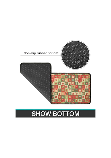 Noel Desenli 2'li Mutfak Matı, Anti-yorgunluk, Yastıklı Ve Kaymaz, Mutfak Ve Ofis İçin Noel Simge Izgarası