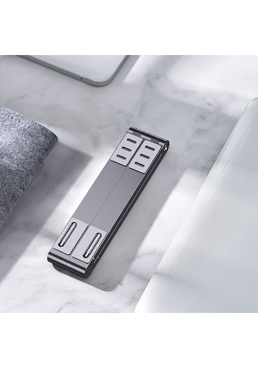 Oatsbasf 03040 Metal Mini Notebook Standı Alüminyum Alaşımlı Bilgisayar Soğutma Katlanır Braketi Grey