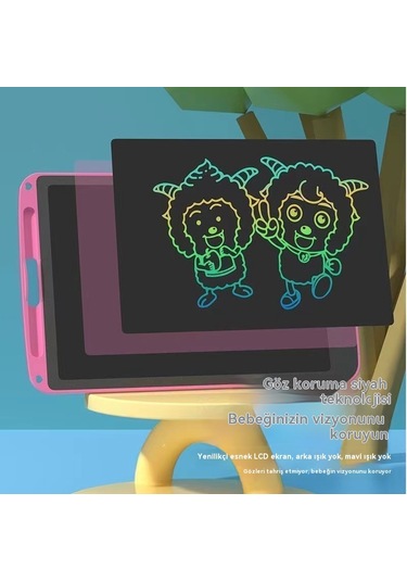 Tcherchi 10 İnç Çizim Tableti, Lcd Yazı Tahtası, Renkli Doodle Tahtası, Tekrar Kullanılabilir Yazı Tahtası Pembe