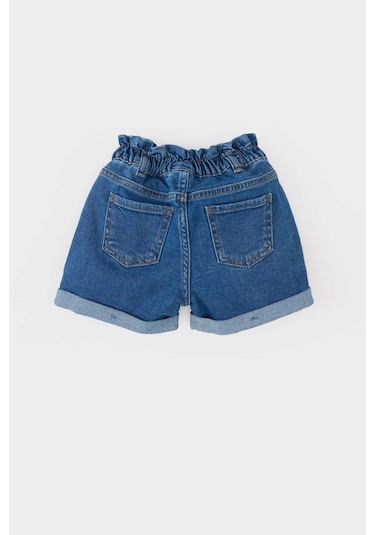 DeFacto Kız Bebek Paperbag Jean Şort E0425A525SMNM28 Mavi
