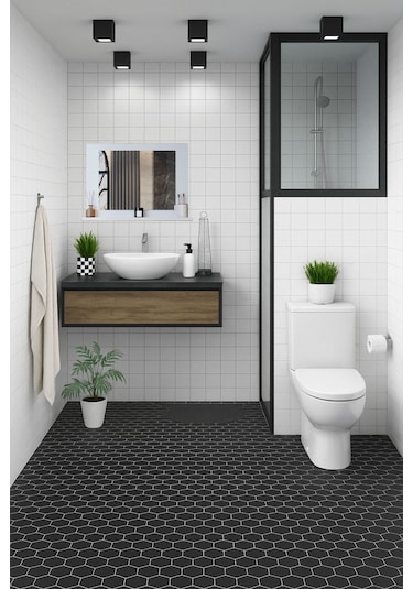 Yakut Stil 60x45 Beyaz Raflı Banyo Aynası Beyaz