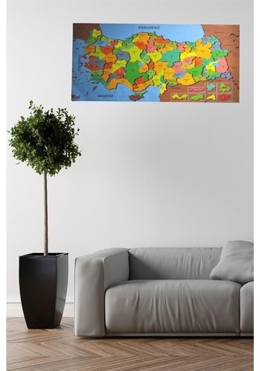 Evyora Renkli Türkiye Haritası Manyetik Yapıştırıcı Gerektirmeyen Duvar Stickerı 118 Cm 56 Cm