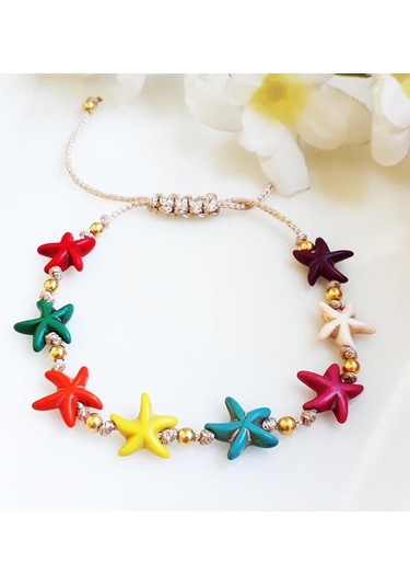 Karışık Renkli Deniz Yıldızı Kadın Ayarlanabilir Asansör Kilit Halhal Çok Renkli