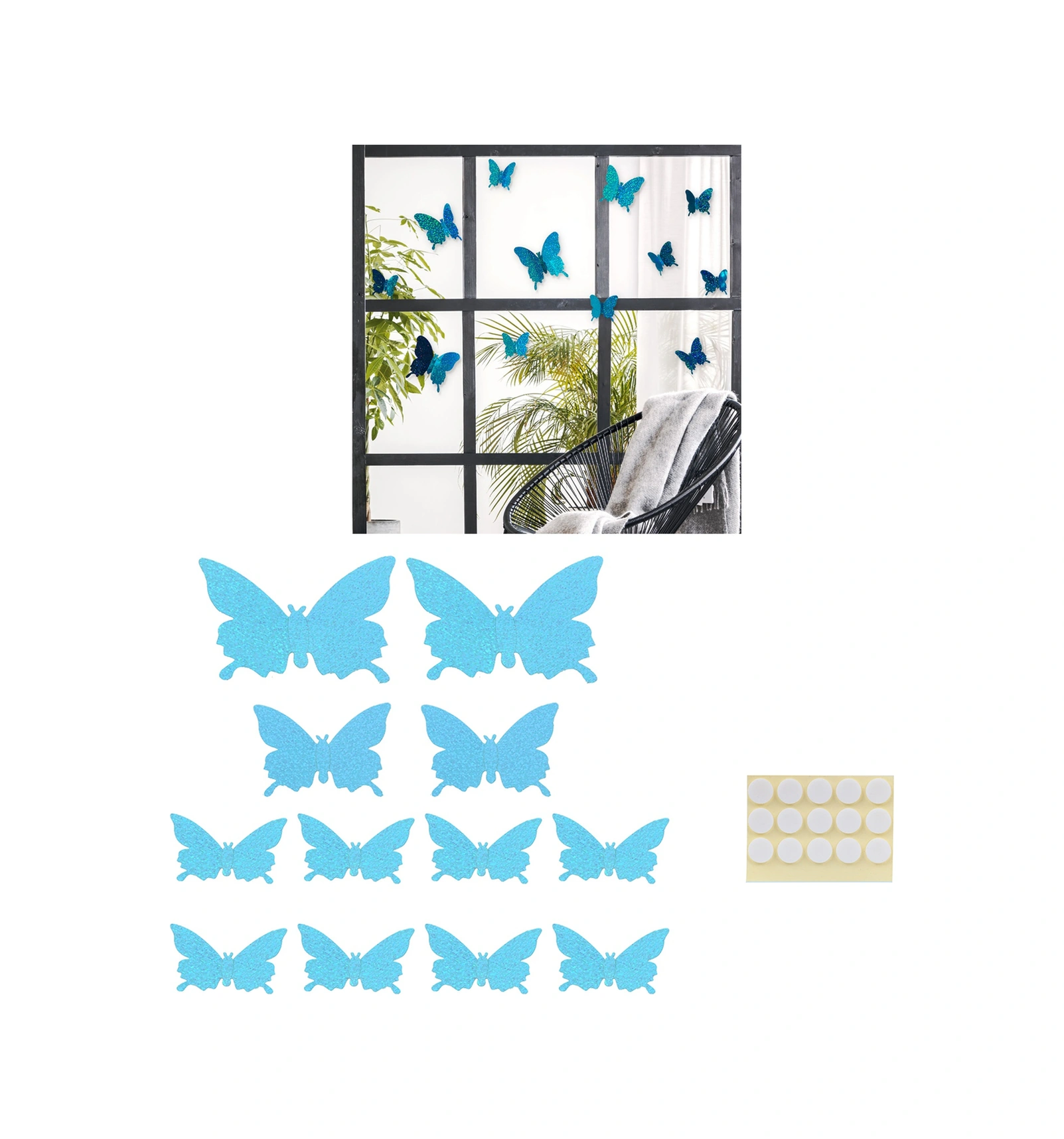 Kangvka 12 Adet 3d Pvc Kelebek Duvar Sticker, Parlak Mavi, Canlı Görünüm, Ev Dekorasyonu, Düğün, Balkon, Dayanıklı, Kolay Uygulama Flash Mavi