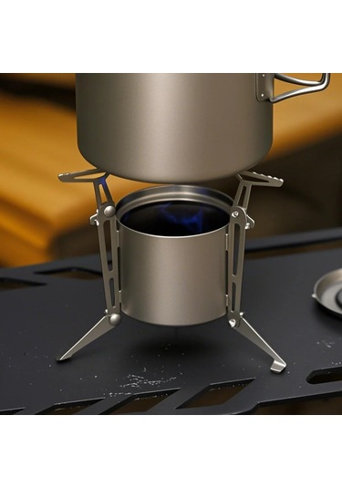 Neevoyu Titanium Outdoor Camping Stove With Adjustable Stand - Liquid/solid Fuel Compatible, Includes Fire Extinguishing Lid, Portable Hiking Cookware Çok Renkli