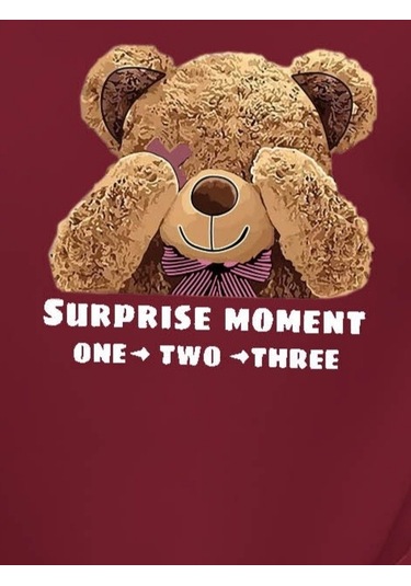 Leyla Sanat Sanata Yeni Bir Bakış Açısı Kadın Uzun Kollu Bisiklet Yaka Ayıcık Desenli Viskon Iki Iplik Bluz Bordo