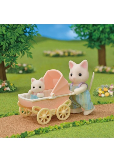 Adore Oyuncak Sylvanian Families Çiçekli Kedi Baba Ve Bebek Arabası Seti 5683