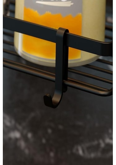 Geseus Tek Katlı Kancalı Banyo Rafı Mat Siyah Es081H Çok Renkli