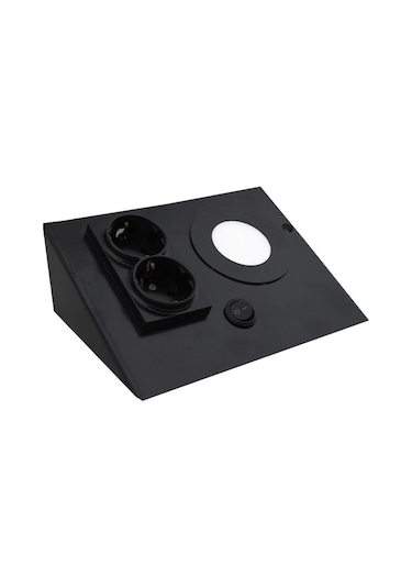 3w Siyah Çift Prizli Metal Tezgah Aydınlatma 3200k Sarı Işık