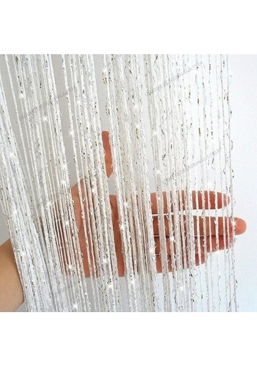 Novahub Mavi Boncuklu Perde - 1x2m Modern Dekor, Kapı & Pencere Kumaş Perdesi