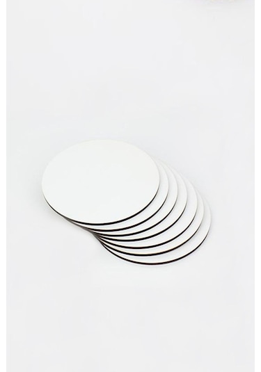 Ahşap Supla Levha + Bardak Altlığı 12 Parça 3 Mm Ham Mdf Yuvarlak Servis Takımı Çok Renkli