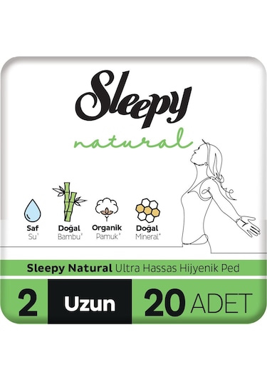 Sleepy Natural Ultra Hassas Hijyenik Ped Uzun 20 Adet Ped