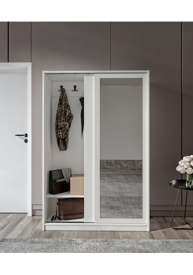 %100 Mdf Aynalı Sürgülü Dolap Portmant