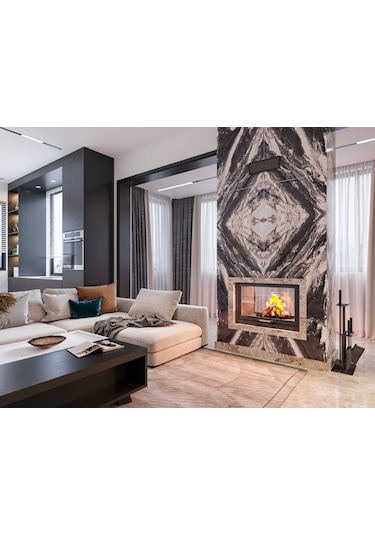 Schömne Asansörlü Tünel Çelik Şömine Haznesi  70 cm