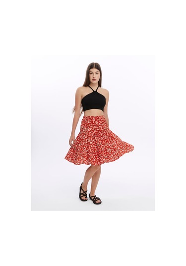 Vera Midi Boy Şort Etek Kiremit