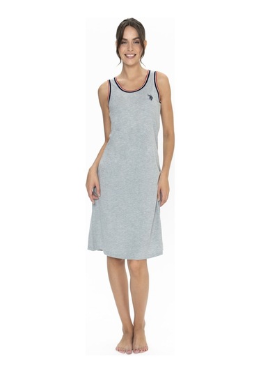 U.s. Polo Assn. 20006 Kadın Grı Melanj Kalın Askılı Gecelik Gri Melanj