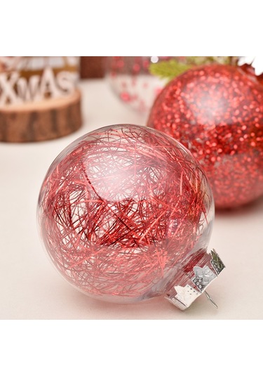 Sınır Ötesi Sıcak Noel Süsleri 6cm/30 Adet Pet Şeffaf Top Noel Topu Seti Noel Ağacı Kolye Gümüş