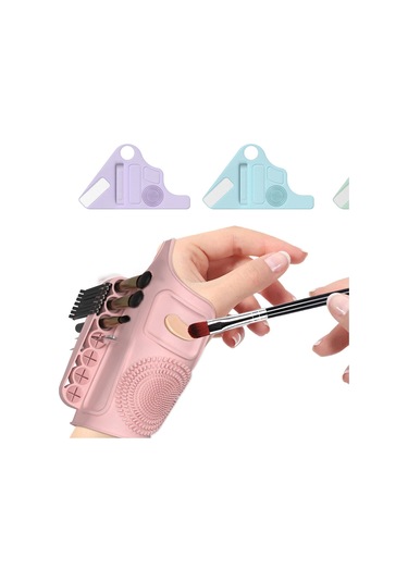 Suntek Silikon Fırça Temizleme Matı Makyaj Bilekliği Pembe