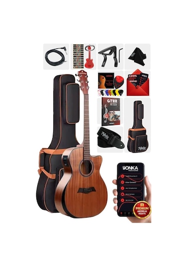 Maxword M450-EQ Profesyonel Masif Ağaç Elektro Akustik Gitar Seti 4/4 Yetişkin Seri üst Segment