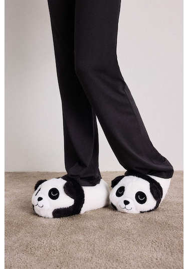 Defacto Kadın Panda Temalı Düz Taban Panduf C8509ax25wnwt55 Beyaz-wt55