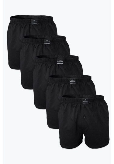 Malabadi Erkek Siyah 5 Li Geniş Kalıp Büyük Beden Boxer %100 Pamuk Battal Boy Mb2400 4xl/5xl/6xl/7xl Siyah