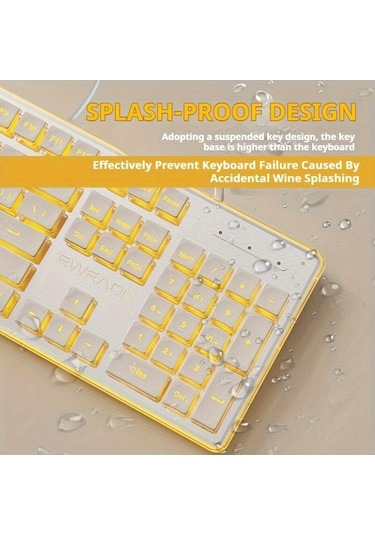 Fastbuy Erkenok Mekanik Oyun Klavyesi Sessiz Düğmeli Turuncu Arkadan Aydınlatmalı Usb Kablolu