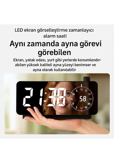 Plentiful Aynalı Led Ekranlı Saat , Çalar Saat