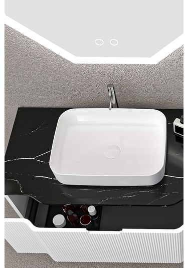 Royal 100 Cm Banyo Dolabı Boy Dolap Dahil Beyaz - Siyah