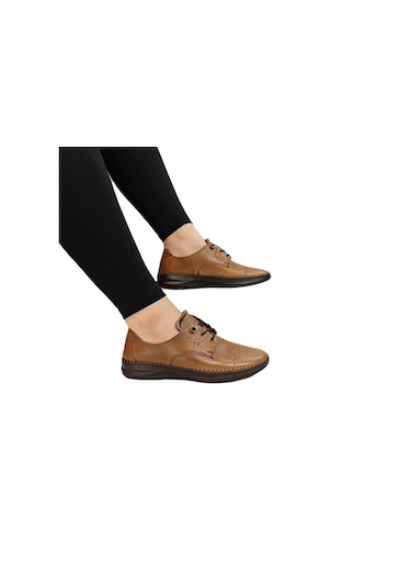 Voyager 9523 Taba Hakiki Deri Bayan Ayakkabı Taba