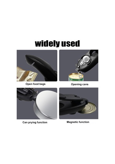Wezone 8'li Çok İşlevli Konserv Açıcı: Çelik Konsept, Pijamalı Kolluk, Sigortalı Kenar, Bira Ve Konserv Açma Kolaylığı Siyah