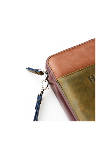 Carlye Hakiki Deri Haki Taba Uniseks Ön Cepli Bileklikli Fermuarlı Rfid Korumalı Çanta Taba