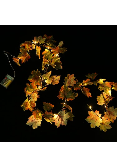 Maiyame Kışbayramı Dekorasyon Işıkları - Akçaağaç Yapraklı Led Işık Zinciri, Sürekli Ve Parıltı Modu, 2.2m 20 Işık, 4'lü Paket Aa Pil Gereklidir Sarı & Yeşil