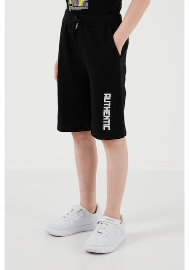 Lela Pamuklu Regular Fit Bisiklet Yaka Şortlu Alt-Üst Erkek Çocuk Takım 6212011 Siyah