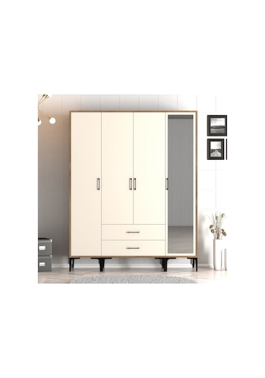 Variant Kumsal 4 Kapılı Str Gardrop - Ceviz / Krem