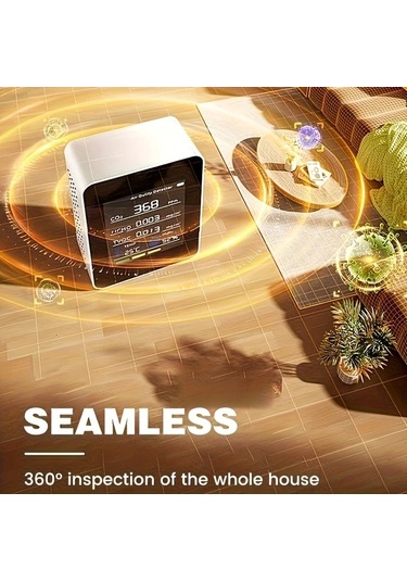 Honeybeeshop 1 Adet 5i 1 Arada Gelişmiş Hava Kalite Monitörü Siyah Co2 Formaldehit Sıcaklık Nem Tvoc Dedektörü Büyük Lcd Usb Şarj Ev Ofis İçin