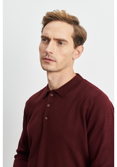 Altinyildiz Classics Erkek Bordo Tüylenme Yapmayan Anti Pilling Kumaş Standart Fit Polo Yaka Triko 4A4923100003BRDM Bordo