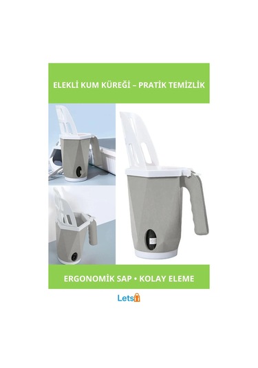 Ergonomik Elekli Kedi Kum Küreği Pratik Temizlik Seti