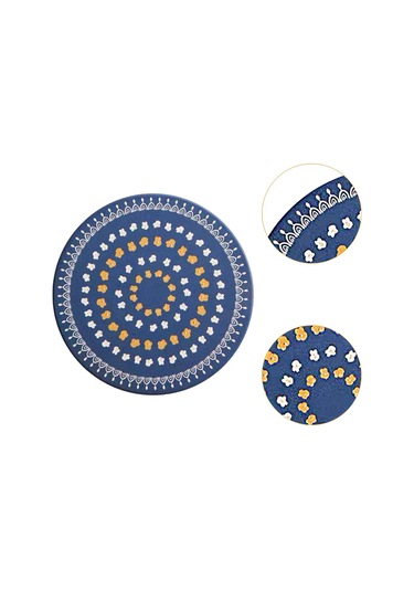 Homyl Tezgah Ev Yemek Masası Için Yuvarlak Placemat Çapı 10cm Koyu Mavi