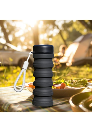 Suntek Dağcılık Kamp Seyahat Için Katlanabilir Su Şişesi Siyah