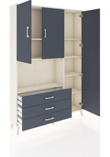 Arges Dolap 7 Raflı 3 Çekmeceli 3 Kapaklı 132x30x195 Aytaşı-antrasit/antrasit Antrasıt/antrasıt
