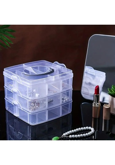1 Adet Şeffaf Mücevher Saklama Kutusu Büyük Kapasiteli Bitirme Kutusu Kolye Yüzük Küpe Saklama Kutusu Mücevher Kutusu Süs Kutusu A