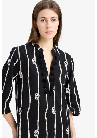 Defacto Regular Fit Desenli Pamuklu Midi Plaj Elbisesi-fall İn Love E5099ax25spbk27 Siyah Defacto Regular Fit Desenli Pamuklu Midi Plaj Elbisesi-fall İn Love E5099ax25spbk27 Siyah