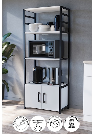 Bofigo Mutfak Standı 2 Kapaklı 4 Raflı Kahve Köşesi Kolombiya Beyaz Bofigo Mutfak Standı 2 Kapaklı 4 Raflı Kahve Köşesi Kolombiya Beyaz