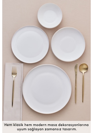 Karaca  Stream Bone Saturn 24 Parça 6 Kişilik Yemek Takımı Gold