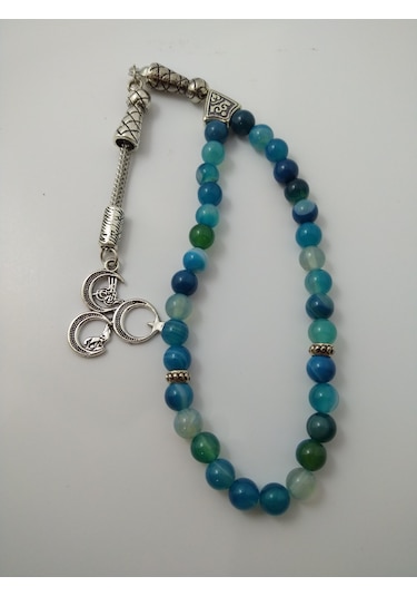 Mavi Akik Taşı Tespih / Doğaltaş Tespih 6 Mm