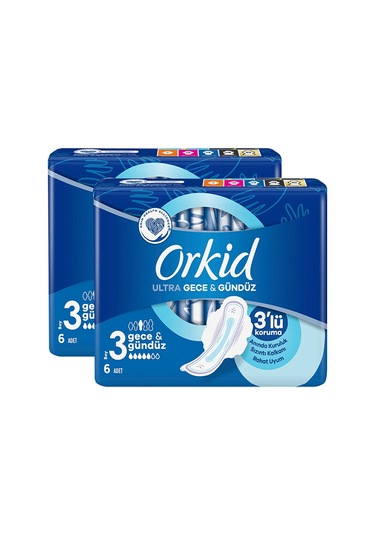 Orkid Ultra Hijyenik Ped Gece & Gündüz 6'lı x 2 Adet