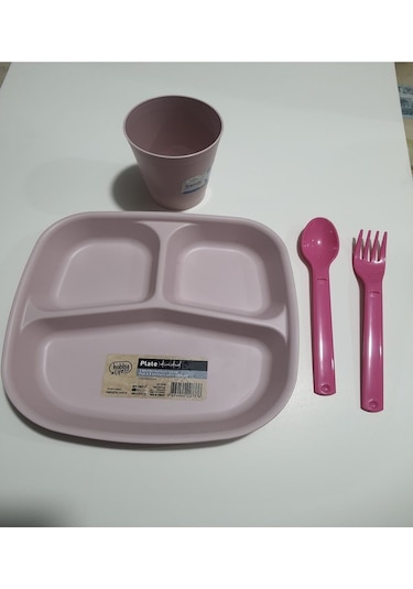 Reis Kahvaltı Tabağı 3 Bölmeli Mama Tabağı Tabldot Ve Bardak Ve Catal Kaşık