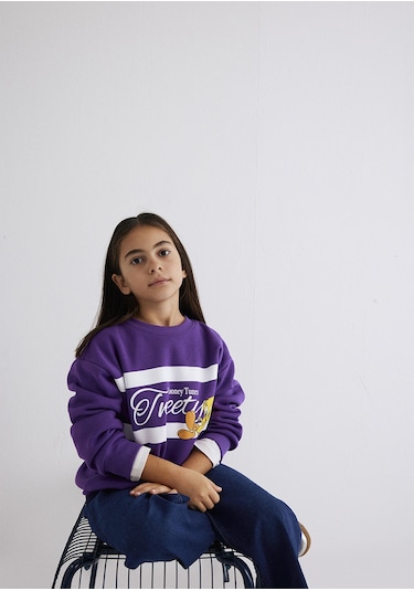 Mavi - Tweety Baskılı Baskılı Mort Sweatshirt 7s10073-70633 Mor